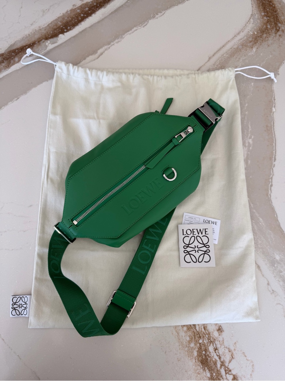Loewe Green Convertible Sling Bag - Leather Crossbody NWT